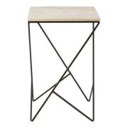 Shalom Square White Marble Top Side Table With Black Curves Base