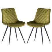 Maija Olive Velvet Dining Chairs With Black Legs In Pair