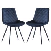 Maija Deep Blue Velvet Dining Chairs With Black Legs In Pair