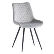 Maija Velvet Dining Chair In Silver With Black Legs