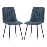 Laney Blue Fabric Dining Chairs With Black Legs In Pair