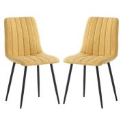 Laney Yellow Fabric Dining Chairs With Black Legs In Pair