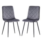 Basia Grey Velvet Fabric Dining Chairs In Pair