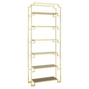 Fafnir Black Glass 6 Shelves Bookshelf With Gold Frame