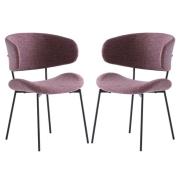 Wera Dusty Rose Fabric Dining Chairs With Black Legs In Pair