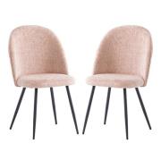 Raisa Flamingo Fabric Dining Chairs With Black Legs In Pair