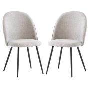 Raisa Silver Fabric Dining Chairs With Black Legs In Pair