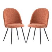 Raisa Rust Fabric Dining Chairs With Black Legs In Pair