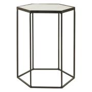 Mekbuda Hexagonal White Marble Top Side Table With Black Frame