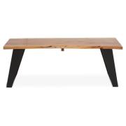 Surah Wooden Coffee Table With Black Metal Base In Natural