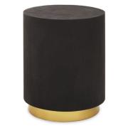 Narre Round Wooden Side Table With Gold Base In Black