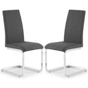 Rocio Slate Grey Linen Fabric Cantilever Dining Chairs In Pair