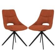 Balta Rust Fabric Dining Chairs With Black Metal Legs In Pair