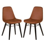 Jecca Tawny Fabric Dining Chairs With Black Legs In Pair