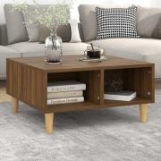 Riye Wooden Coffee Table With 2 Shelves In Brown Oak