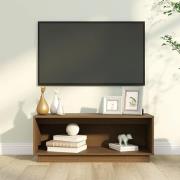 Lazaro Solid Pinewood TV Stand With Undershelf In Honey Brown