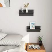 Bryce Set Of 2 Wooden Wall Shelf In Grey