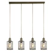 Pips 4 Lights Bar Pendant Light In Antique Brass