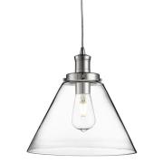 Pyramid 1 Light Glass Shade Pendant Light In Chrome