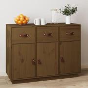 Beyza Pinewood Sideboard With 3 Doors 3 Drawers In Honey Brown