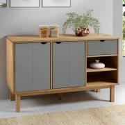 Bridie Pinewood Sideboard With 2 Doors 1 Drawer In Brown Grey