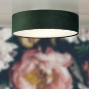 Drum 3 Lights Flush Ceiling Light With Green Velvet Shade