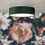 Drum 2 Lights Flush Ceiling Light With Green Velvet Shade