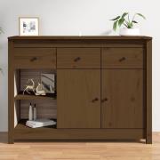 Secia Pinewood Sideboard With 2 Doors 3 Drawers In Honey Brown