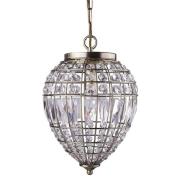 Pineapple Crystal Glass Buttons Pendant Light In Antique Brass