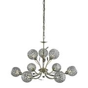 Bellis II 9 Lights Clear Glass Ceiling Pendant Light In Brass