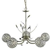 Bellis II 5 Lights Clear Glass Ceiling Pendant Light In Brass