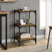 Grove Wooden 3-Tier Bookshelf In Smoked Oak With Steel Frame