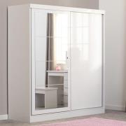 Mack Mirrored Sliding Wardrobe With 2 Doors White Gloss Front