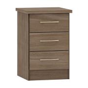 Mack Wooden Bedside Cabinet With 3 Drawers In Rustic Oak