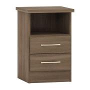 Mack Wooden Bedside Cabinet With 2 Drawers In Rustic Oak