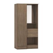 Mack Wooden Wardrobe With 1 Door 2 Drawers In Rustic Oak