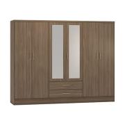 Mack Wooden Wardrobe With 6 Doors 2 Drawers In Rustic Oak