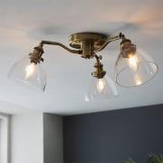 Monza 3 Lights Semi-Flush Ceiling Light In Antique Brass