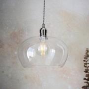 Hixson Medium Clear Glass Ceiling Pendant Light In Bright Nickel