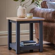 Elvira Round Wooden Side Table In Oak And Meteror