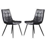 Danbury Grey Faux Leather Dining Chairs In Pair