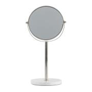 Belleville Vanity Mirror In Silver With White Marble Base