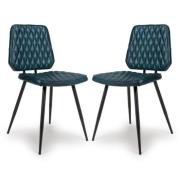 Allen Blue Genuine Buffalo Leather Dining Chairs In Pair