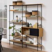 Avila Wooden Bookcase With 5 Shelves 1 Door In Matt Wild Oak