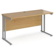 Mears 1400mm Cantilever Wooden Computer Desk In Oak Silver