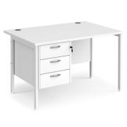 Moline 1200mm Computer Desk In White With 3 Drawers