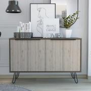 Newcastle Wooden Sideboard With 4 Doors In Brown And Oak
