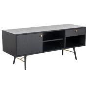 Brogan Small Wooden TV Stand In Black And Copper