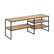 Salvo Wooden TV Stand With 3 Shelves In Matt Wild Oak