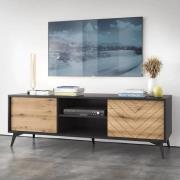 Dale Wooden TV Stand With 2 Doors In Evoke Oak